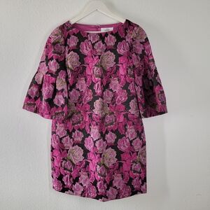 Badgley Mischka Pink and Black Floral Dress